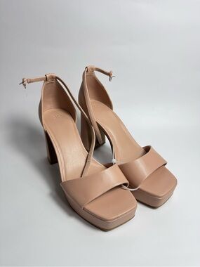 bp Blush Nude Platform Ankle-Strap Block Heels